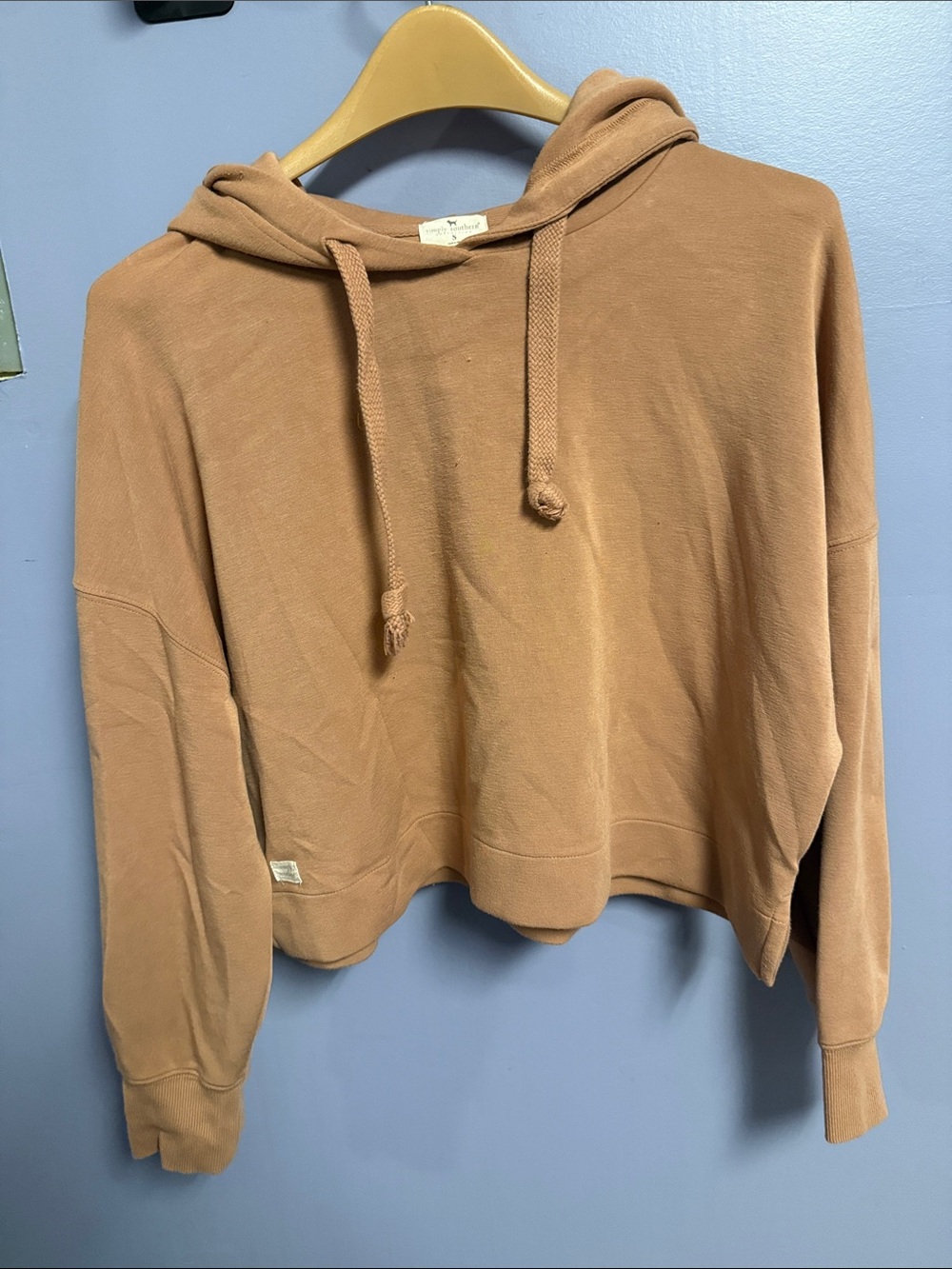 Simply Southern Cropped Hoodie in Warm Tan